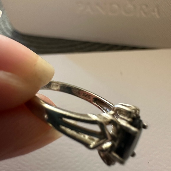 Blue Nearly Black Stone Sterling Silver Ring - Picture 2 of 2